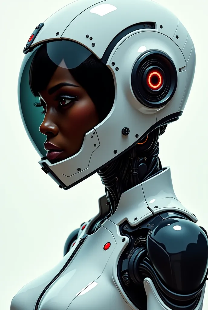 a close up of a woman in a futuristic suit with a helmet on, cyberpunk art inspired by Masamune Shirow, Artstation, digital art, biomechanical oppai, oppai cyberpunk, cute cyborg girl, gynoid cyborg body, perfect android girl, gynoid body, cyborg girl, beu...