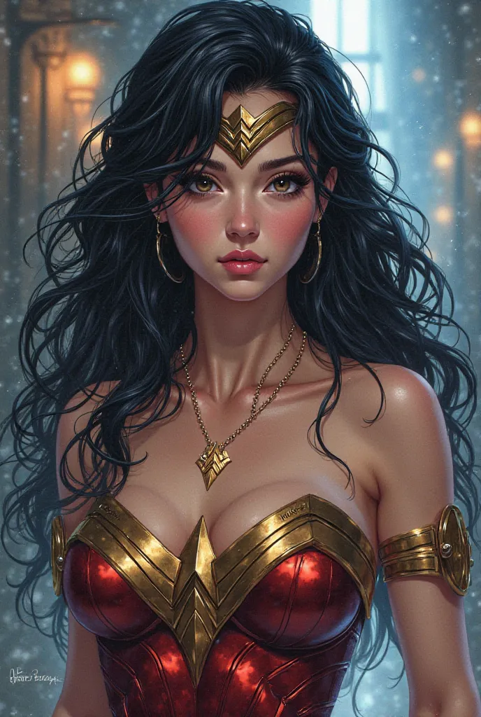 Wonder Woman in a sexy anime version I draw with a necklace that says Wonder 