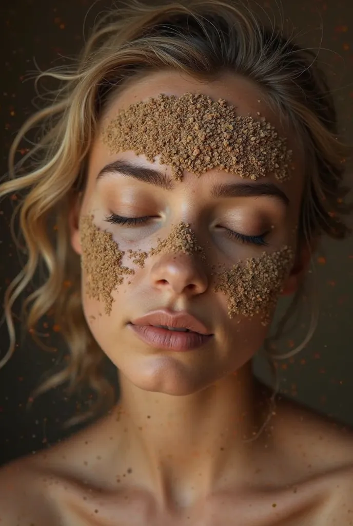 Beautiful woman with dry mud mask