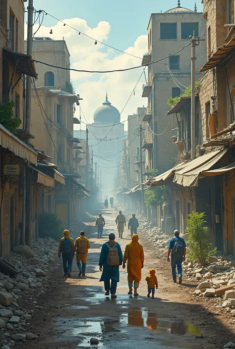 Pictures of the Libyan city of Derna after it was hit and destroyed by Hurricane Daniel. Now a dose of hope is returning to life and reconstruction. It has a large mosque with a dome and a high-quality minaret, a reconstruction of a landscape, a traditiona...