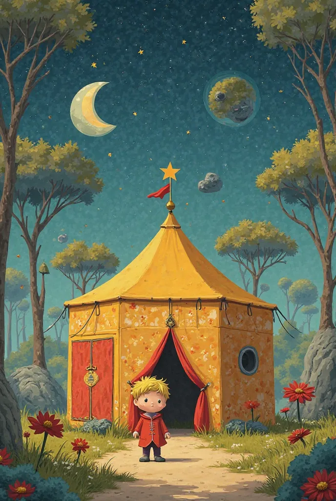 You need to edit me into a camp (rectangular box shape) with the theme of the Little Prince