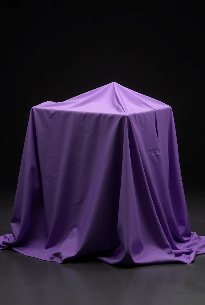 
1. **FRC Robot**: Imagine a typical FRC robot from the FIRST competition,  The robot should look like it is cube-shaped without looking like a box and a bit elongated 
2. **Purple fabric**: A large, soft purple fabric partially covers the robot. Fabric sh...