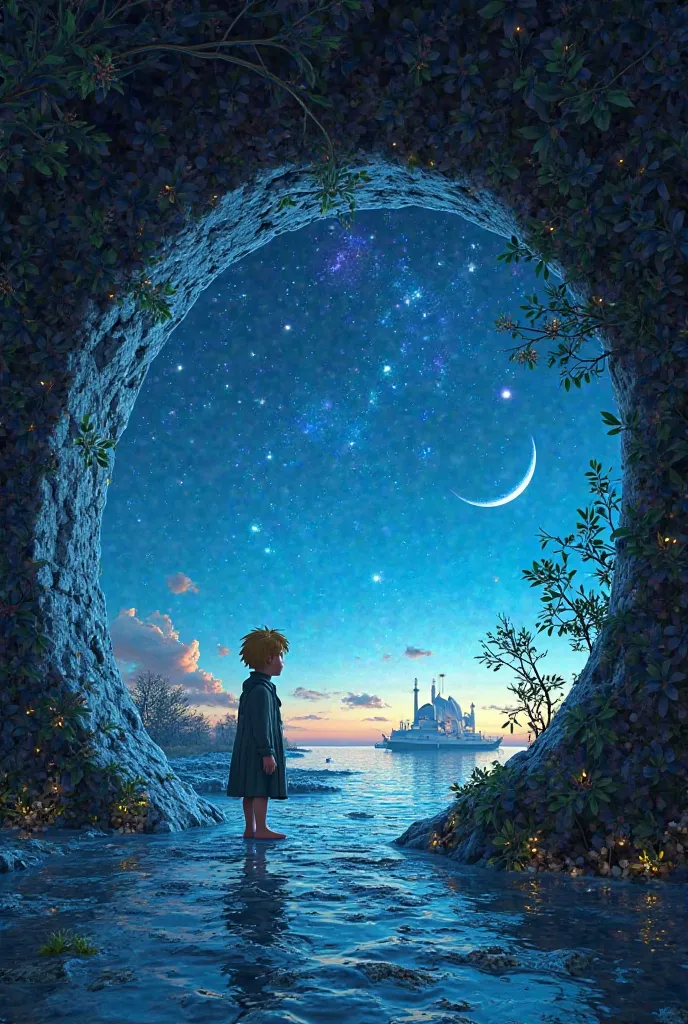 Let me see the interior, with what I describe below: This is an interesting idea! To connect the little prince with the concept "Digital Space - Blue Energy", We can exploit the iconic images of the work and transform them into technological and sustainabl...