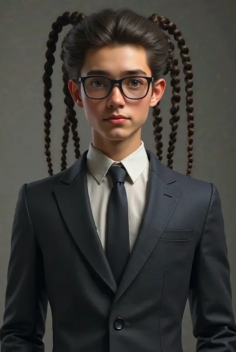 HD. REALISTIC. FULL BODY PICTURE. HANDSOME AUSTRALIANTEEN man. GLASSES. 10 RAT TAILS . DETECTIVE SUIT. 
