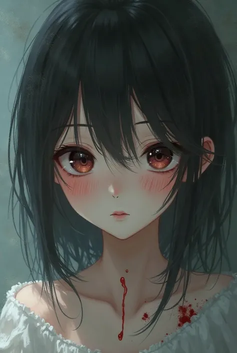 Draw me a picture of a anime girl with blood