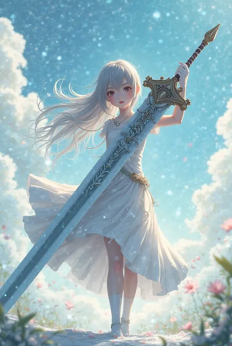  Anime Girl， skirt，White Gloves，Greatsword