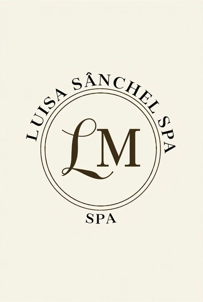 Create a circular logo that has the letters L and M in the middle and at the top of the circle say Luisa Sánchez and at the bottom say spa 