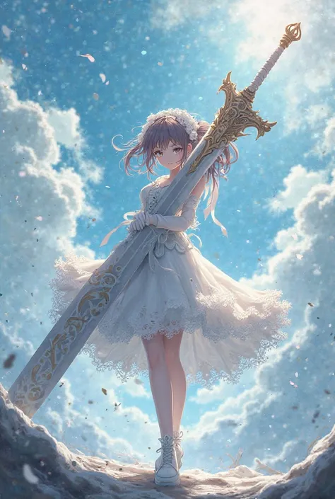  Anime Girl， skirt，White Gloves，Greatsword