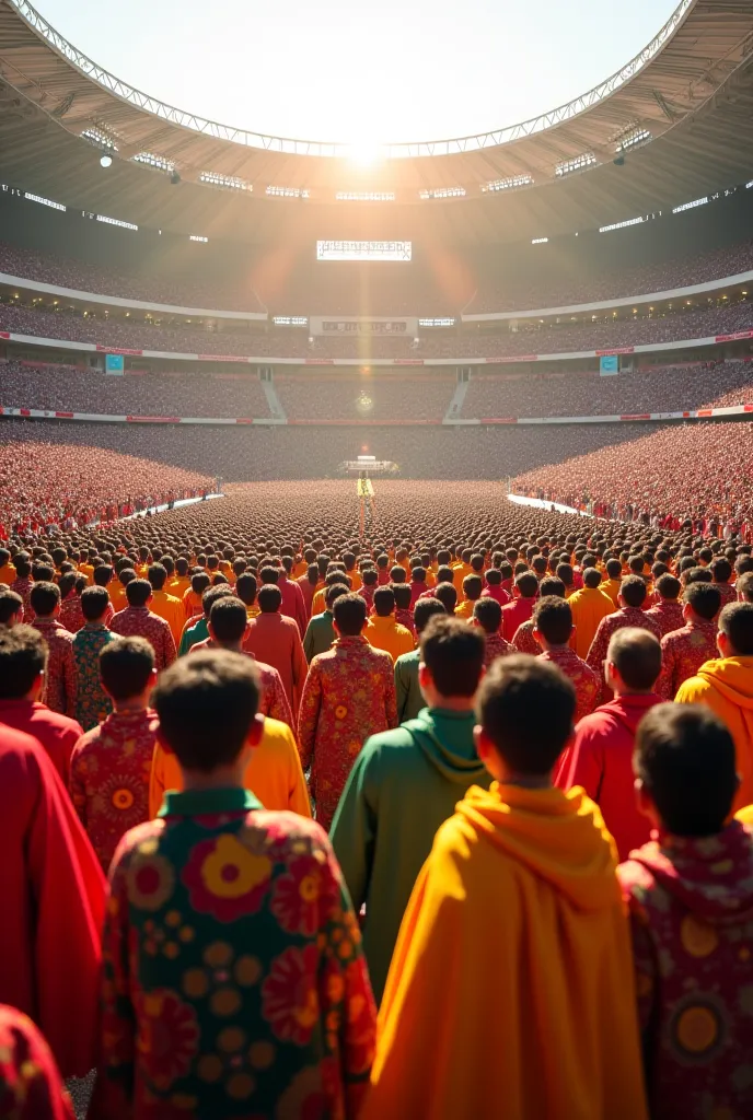 Ethiopians perform Eid prayers in a large stadium