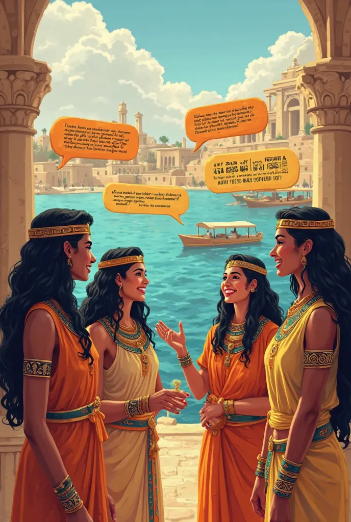 **[Scene 5: Egyptians Group Chatting mobile phone]**  
(A group chat shows messages in hieroglyphs: "Who’s coming to the Nile cruise tonight?" Everyone responds: "I’m in!", "Should we rent a boat?")