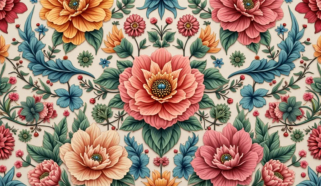 /img An intricate and beautiful Thai pattern featuring delicate floral motifs and vibrant colors set against a solid background intricate details and precise line work highdefinition ultrarealistic details--wh 16:9 --seed 1183528155