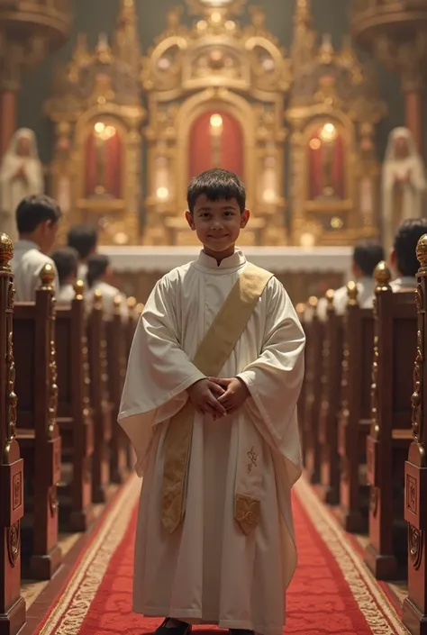 An altar boy who likes to serve with joy 