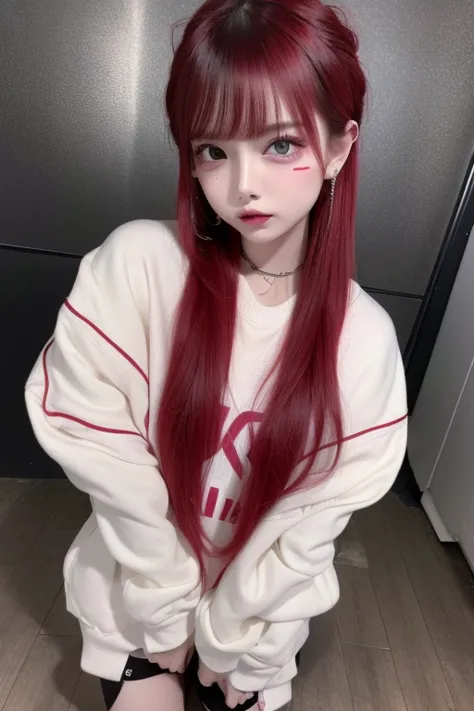 4K - ultra-vivid、best quality, masterpiece,  Ultra High Precision , (reality: 1.4), 1 girl,  dark eyes, Cinema Lighting、   red hair   、, RAW photo, 8k, (best quality), realistic, (live-action,  complicated details ), (natural skin texture, detailed skin, h...