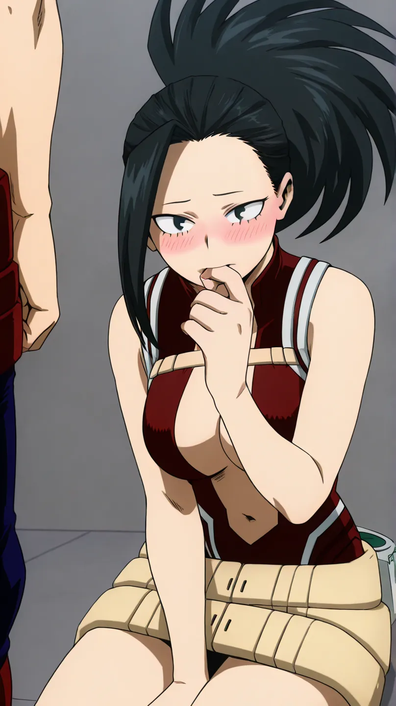 yaoyorozu momo,my hero academia High quality, Best quality, Masterpiece, High resolution, Detailed face (LoRA: yaoyorozu), Anatomically correct, Detailed hairstyle (LoRA: yaoyorozu), Anime coloring alone, 1 girl, Long hair, Bangs, Blowjob, Focus Face, Blus...