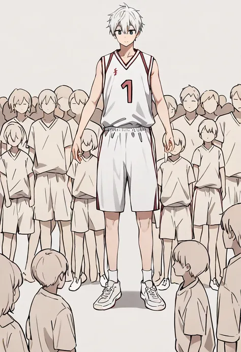 (cute males: 1.1), simple background, (macro size: 1.1), (multiple people: 1.2), (height difference: 1.4), (size difference: 1.1), cute, playing basketball, closeup legs