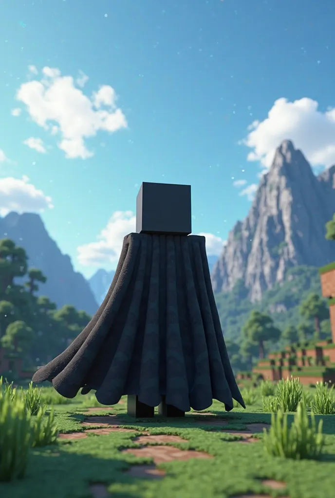 I want a Minecraft character with a black cape in 4k