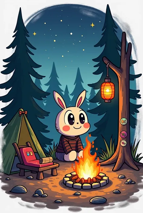  ano-chan　 camping　Bonfire　lantern　 stickers 