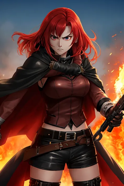 A fierce, crimson-haired Female warrior in black leather and a tattered cloak, wielding twin enchanted pistols. (Anime style)
Leads the Crimson Blades, believing the only way forward is to burn the system down and start over.
"Trust me or don’t. Just don’t...