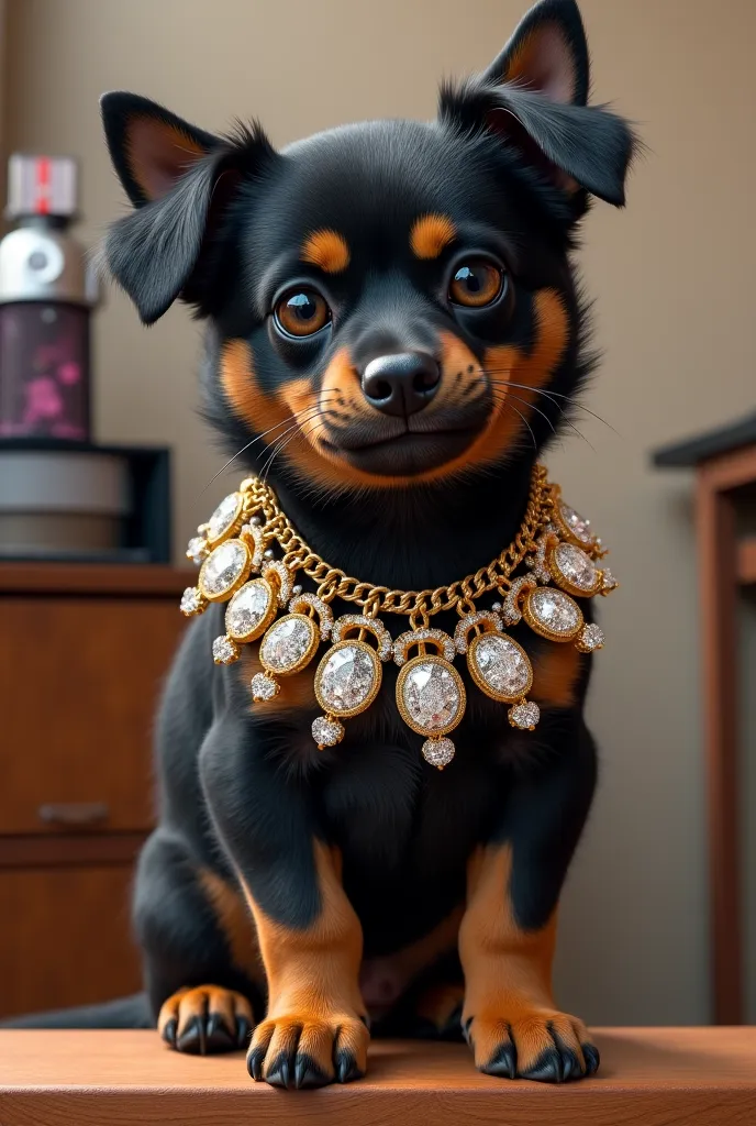 I want this dog to wear a bunch of hip hop diamond necklaces.