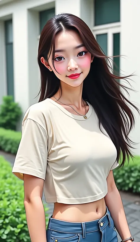 best images and colors, Asian woman with round face  ,white, White skin,  Wet skin and very large breasts.,, reveal breasts,  . This 38 huge bust features, In a set of dark colorful clothes, Wet shirt,  body sweating , Pink skin  ,  glowy Potland skin,  , ...