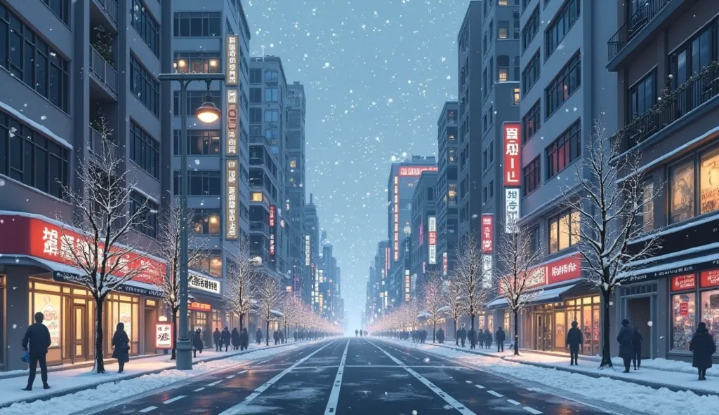 Tokyo "White Album 2" city street christmas background modern urban horizontal streetscape