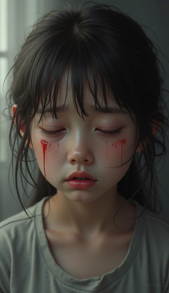 A young girl who cries