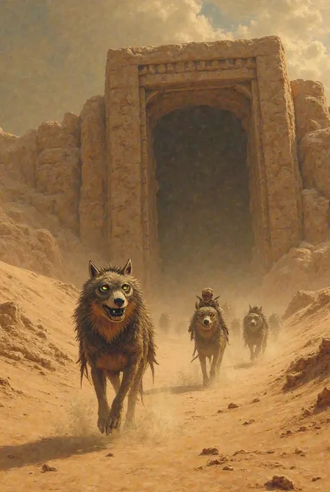 . Strange creatures appeared in front of them, similar to wolves, but their bodies were made of quicksand, and their eyes glowed in red.Run!" . Lilia shouted as she pulled Elias away.. They went at full speed between the sand dunes, while the creatures wer...