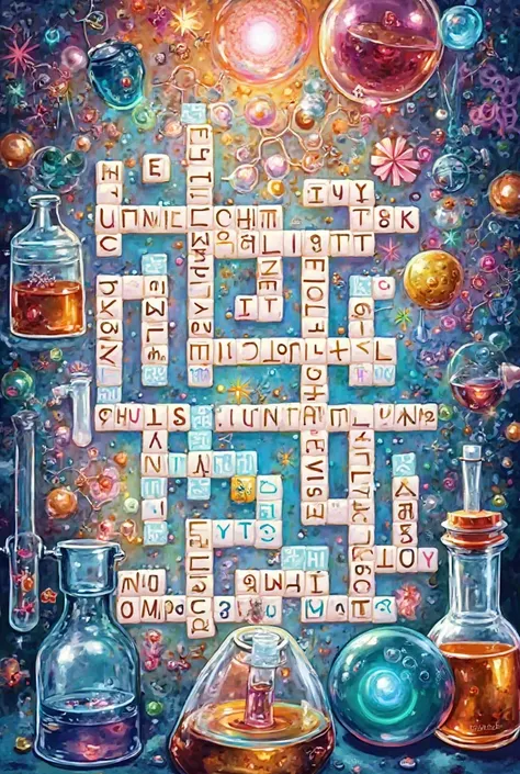 Easy chemistry crossword, color, with pictures