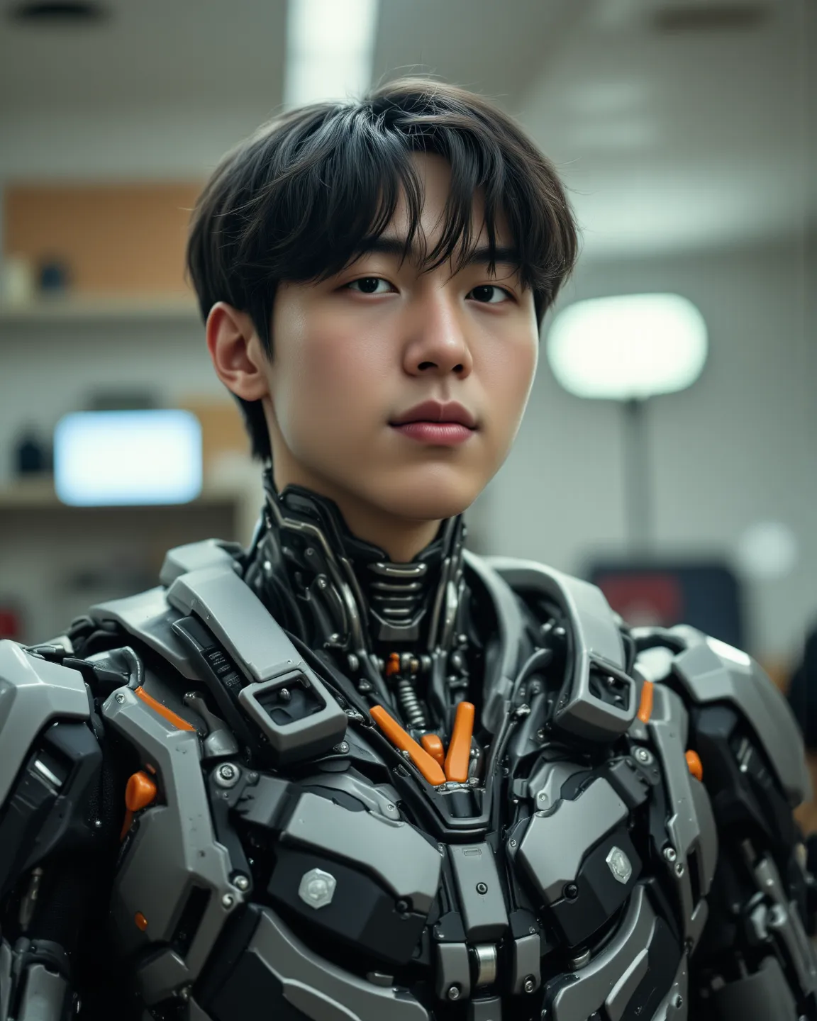 （A group of South Korean handsome male stars high school students with bionic robots），(Chest Full )，（STEREO ABDOMINAL MUSCLE），（ delicate cute face ），Fragmented cap hairstyle，Slim Short Hair ，Wool Curls，inverted triangle body，Five-Toe ， five fingers，Crotch ...