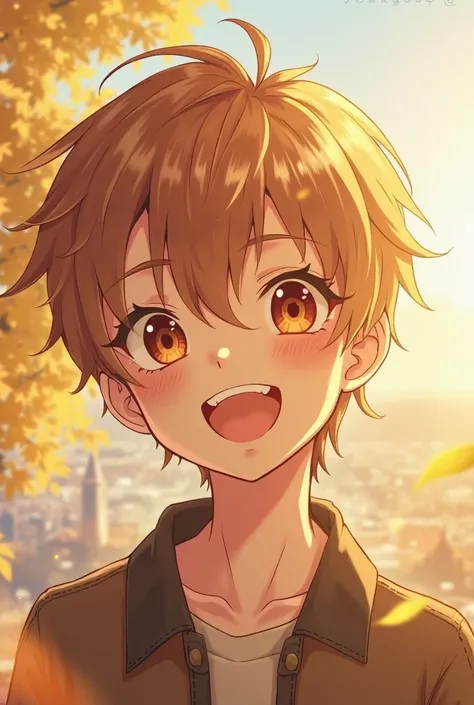 The height of ager 178，Short light brown hair shines slightly in the sun，A pair of apricot eyes are slightly curved，Two moles under the right eye， he looked extremely playful ，when smiling with looming dimples，It makes people feel like the morning sun， war...