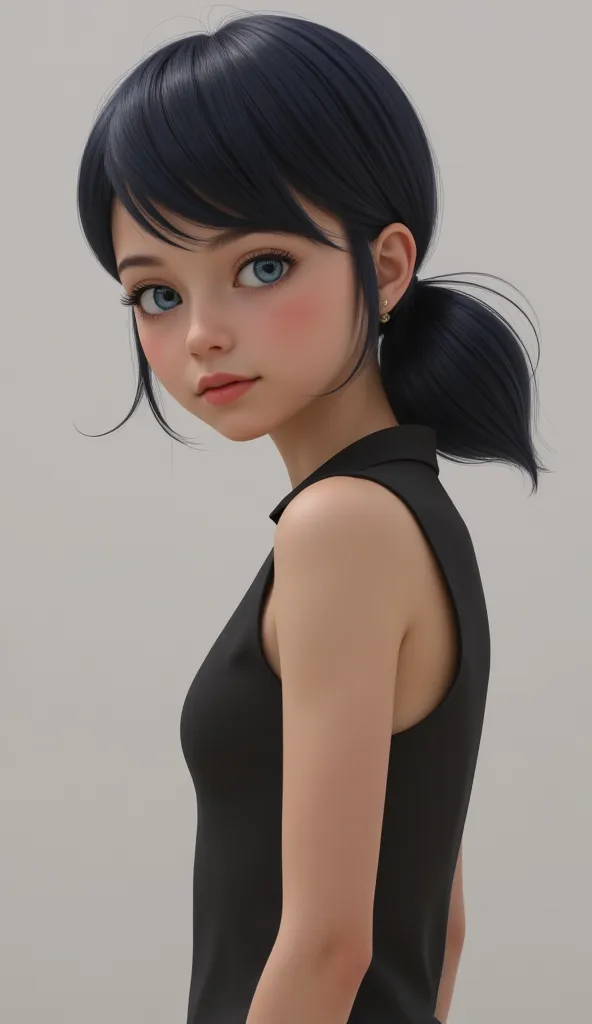 1girl, Solo, High Resolution, Masterpiece, Accurate, Anatomically Correct, Best Quality, High Details, High Quality, black hair, blue eyes, tween, realistic 