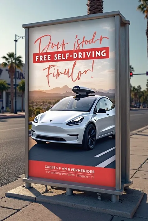 Job Title: Design a Bold 24x36 Vertical Sign for Tesla Self-Driving Car Rides

Description: I need a sharp designer to whip up a 24-inch wide by 36-inch high (vertical) sign to push free self-driving car rides in my Tesla at Supercharger stations. It’s got...