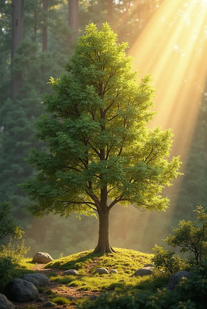 Hemlock from Canada with a ray of sunshine above and lots of essential oils 