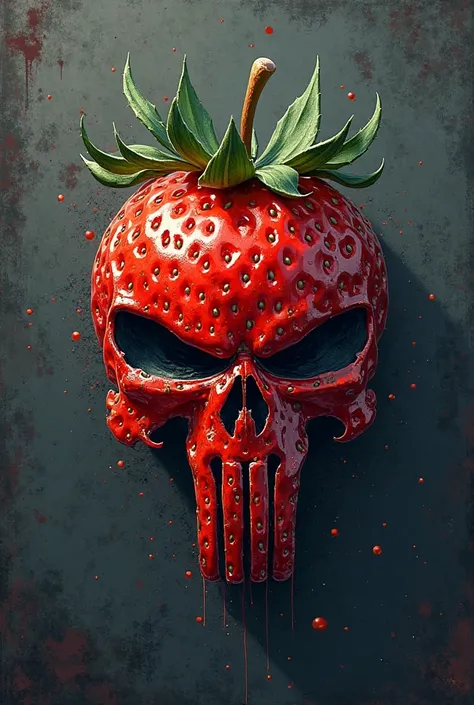 Mix the Punisher skull with a strawberry and a biker logo rabbit 