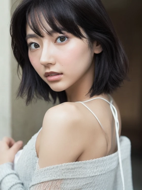 Picture of a Cute Japanese Woman, Age 27, portrait photo from the front、The body also faces the camera directly、The upper body also faces the front、Face facing straight ahead、Straight gaze、32K, 1 person, The light hits the face,  FRONT LIGHT 、 bright light...