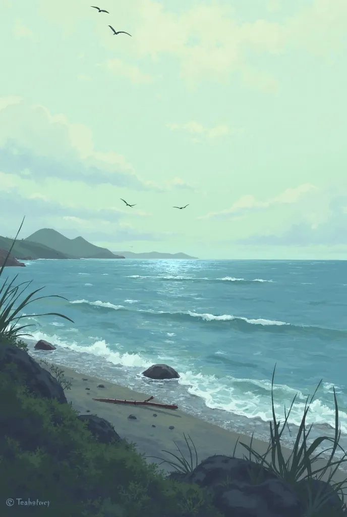 Illustration of a side of the ocean seen from the station