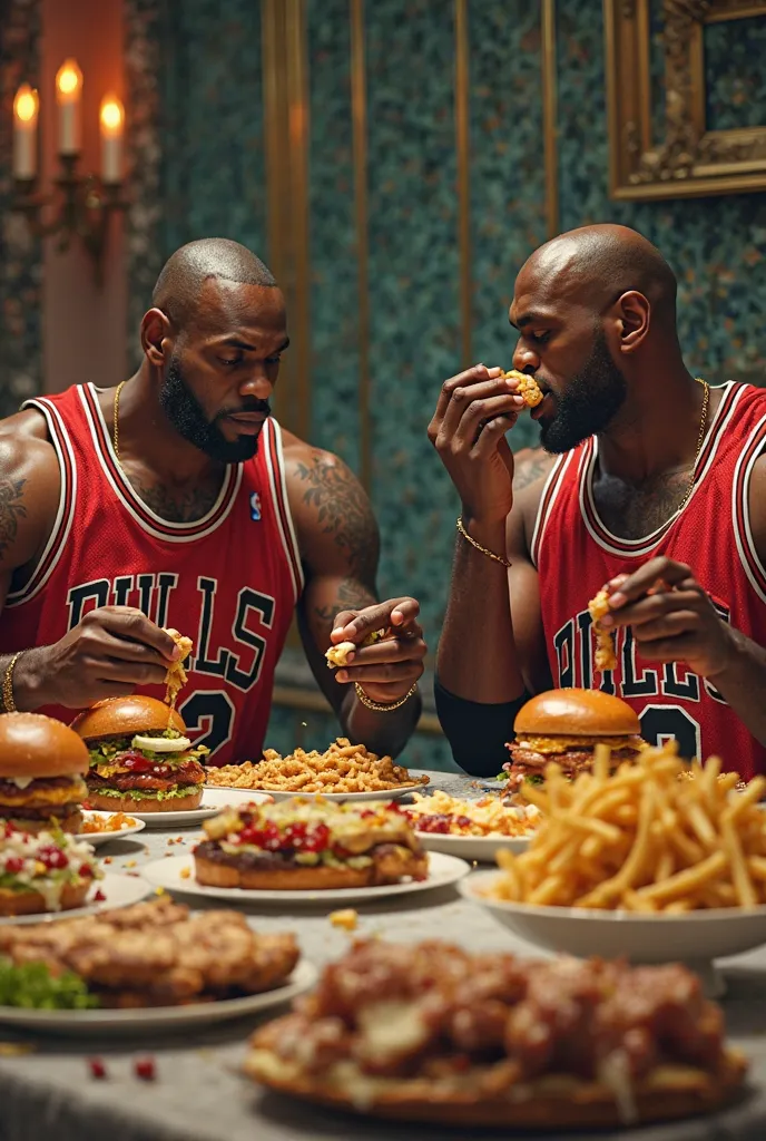 Lebron and michel Jordan eating like there fat