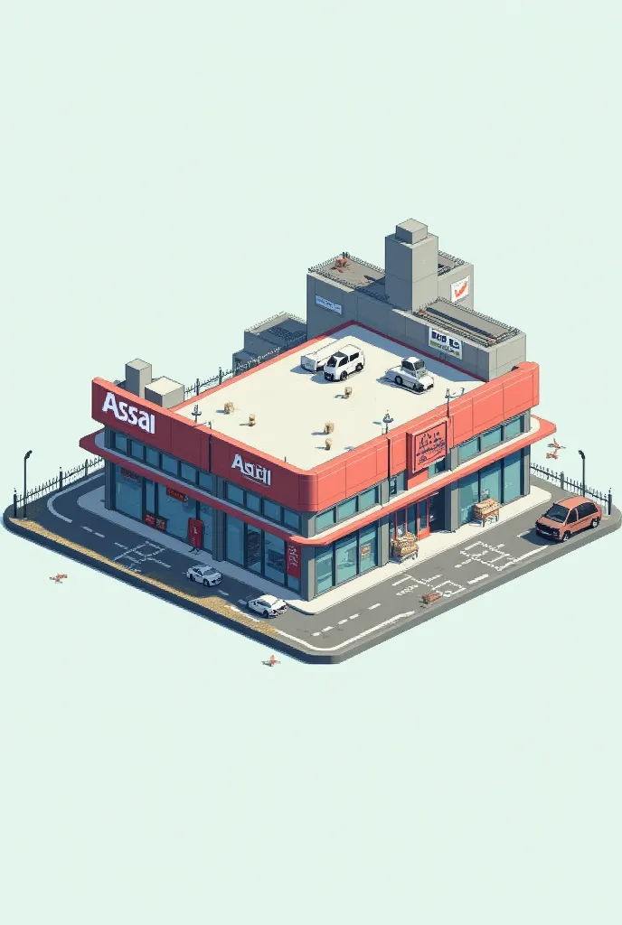 Make this supermarket 'isometric' and in pixel art with the name ASSAÍ remove the background