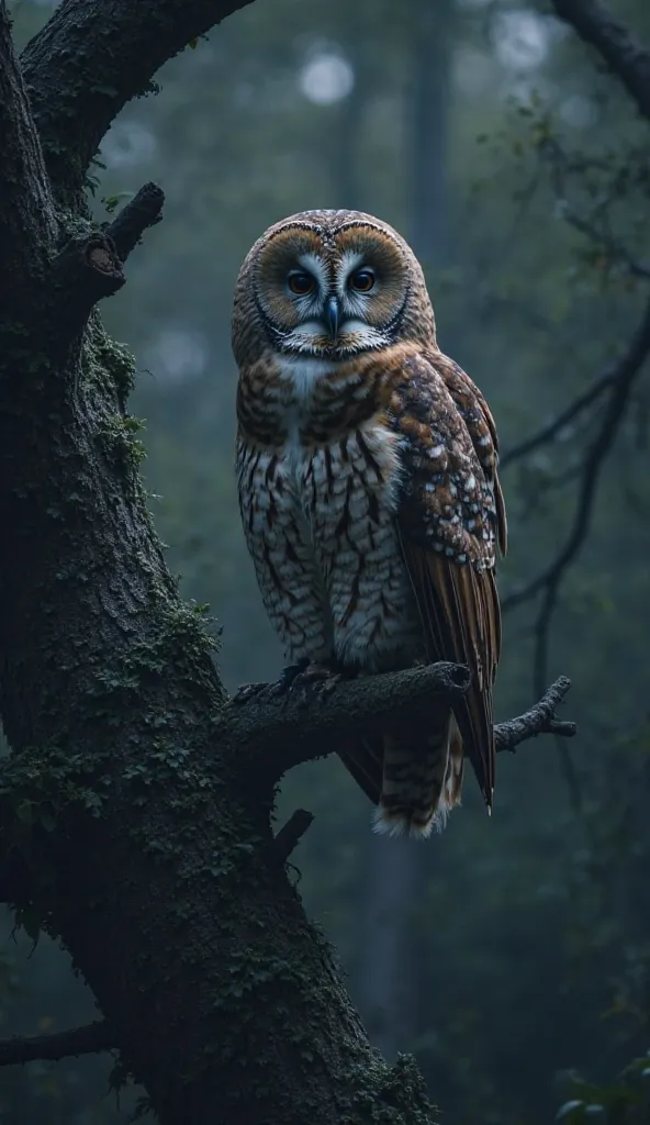 "."Owl – The Watcher of the Night
"In the silent embrace of the dark forest, an owl perches high on an ancient tree. Its keen eyes pierce through the darkness, and its silent wings allow it to move unseen. As a guardian of wisdom and mystery, it watches ov...