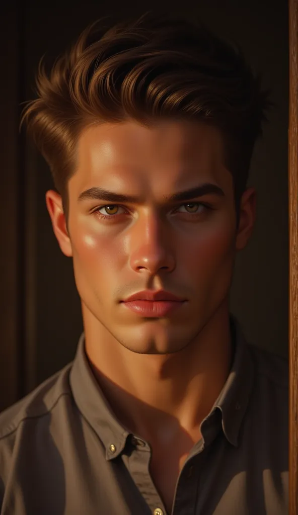 a man, beauty.beauty eyea handsome young man, striking facial features, piercing gaze, intense eyes, flawless skin, perfect symmetry, chiseled jawline, graceful posture, serene expression, 4k, ultra-detailed, hyperrealistic, dramatic lighting,cinematic,moo...