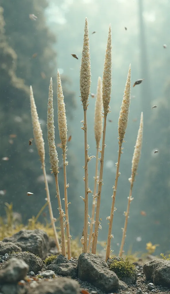 Eight spear-like sticks blossomed in the air 