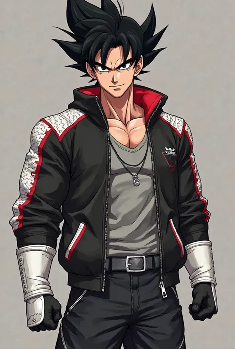 (photorealism:1.2), handsome, adult saiyan man, his age is 28 years old, his status is saiyan from dragon ball z, he is tall, muscular, his one single scar around my neck and red lighting region of the back of the left shoulder, his left shoulder is devil ...