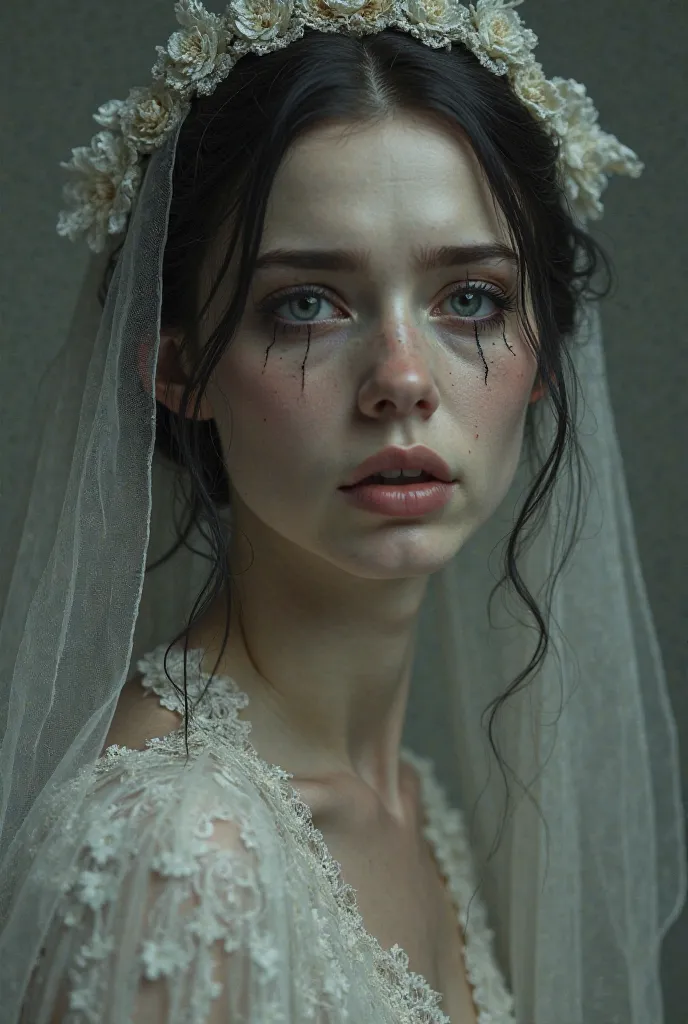 A sad bride's face