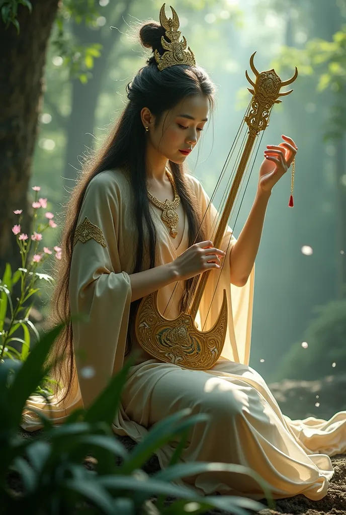 Burmese U Shingyi Nat playing the harp