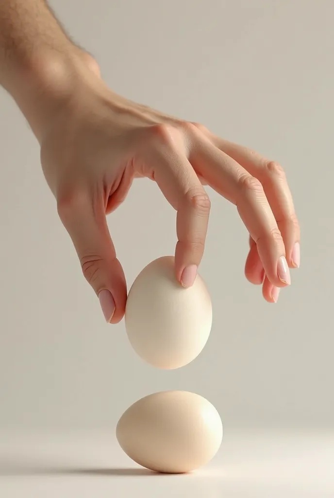 Make person hand finger on the egg stopping the spinning egg