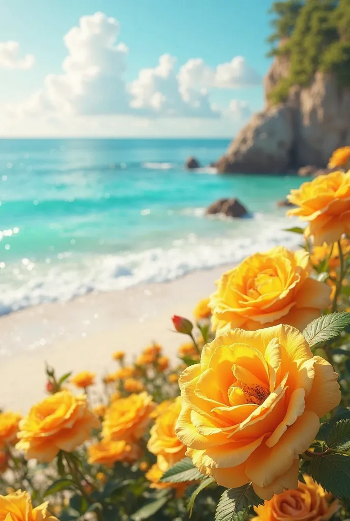 Real 8k image at sea beach side summer good noon
With many yellow rose