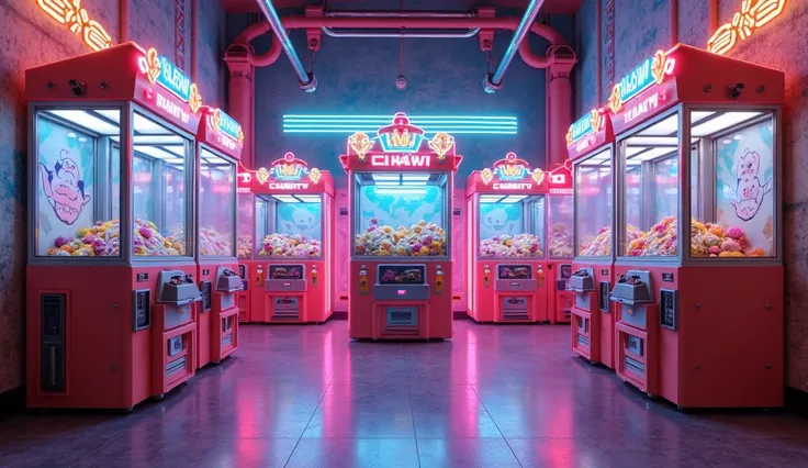 arcade background with claw machines no human clipart red