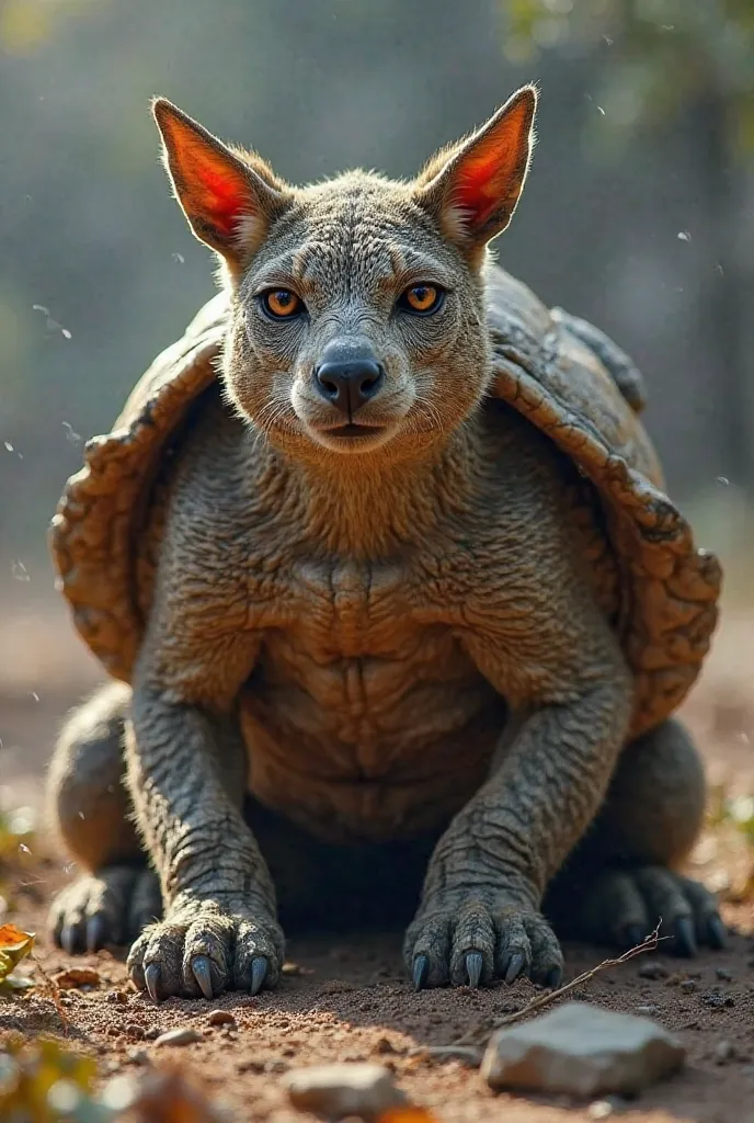 Loupterrien** (Loup + Tortue) | *"Représente un loup puissant avec une carapace rocheuse renforcée comme une tortue géante. Ses pattes sont robustes et lourdes, mais ses yeux brillent d’une sagesse ancestrale. Il se tient sur un sol craquelé, au bord d’un ...