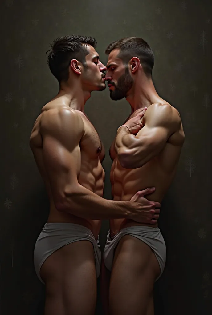 Two men undressing each other