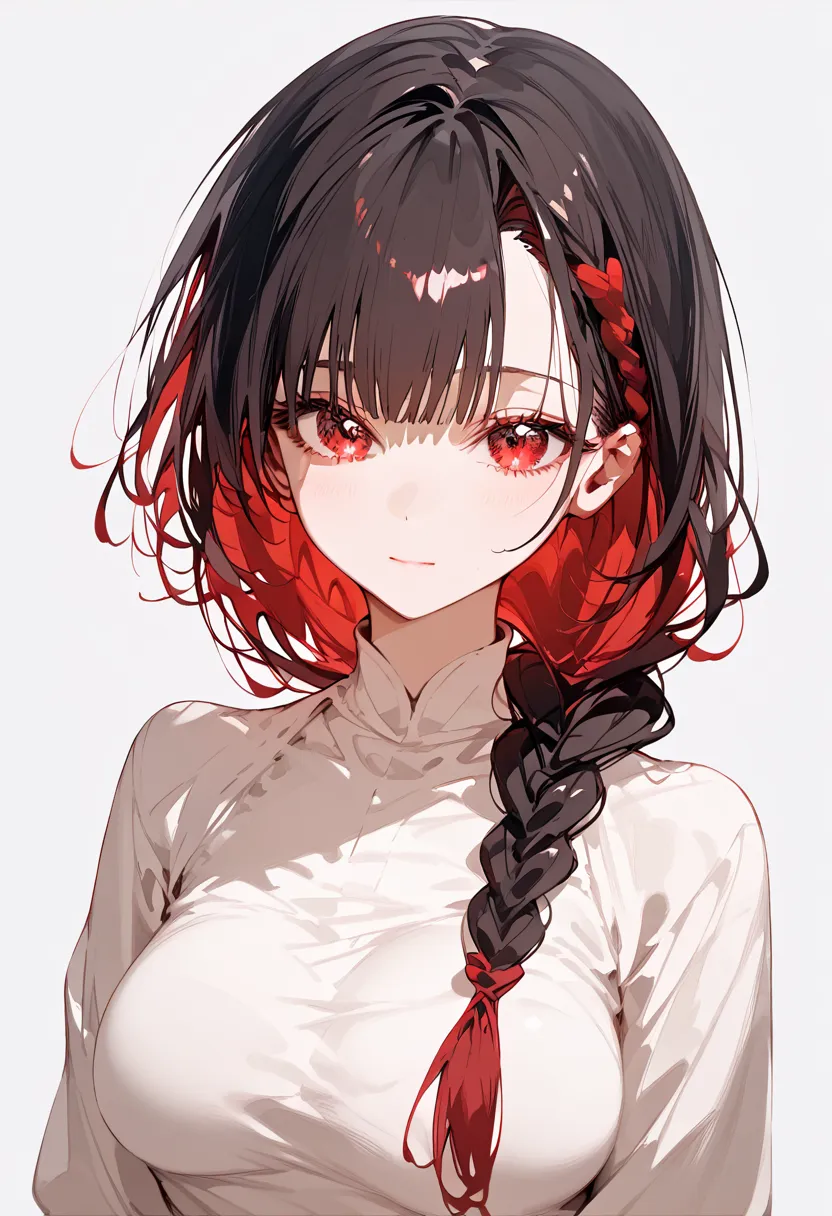 girl, Sakawa Style ,  red eyes,,  , upper body,hair, Braid,hairหน้าม้าปิด,G cup breast,Manga,hairสีเหลือง